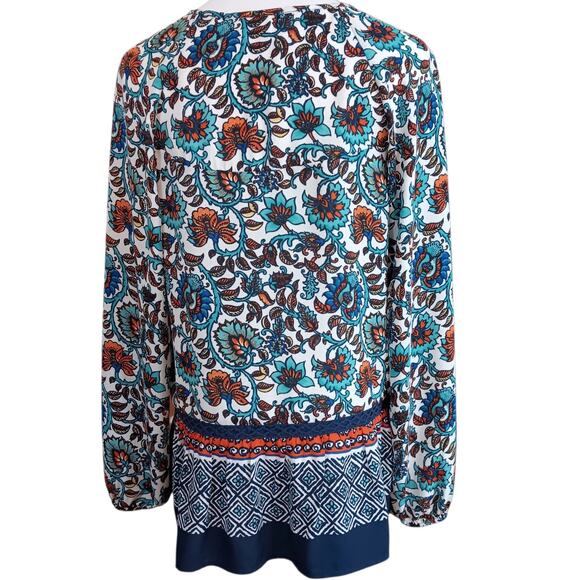 DANIEL RAINN Boho Peasant Top Blouse Flowy Small Colorful Travel Career V-Neck - Picture 3 of 9
